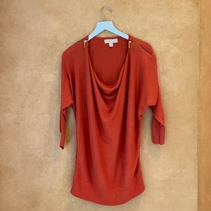 Michael Kors Cowl Neck Coral Sweater with Zippers small